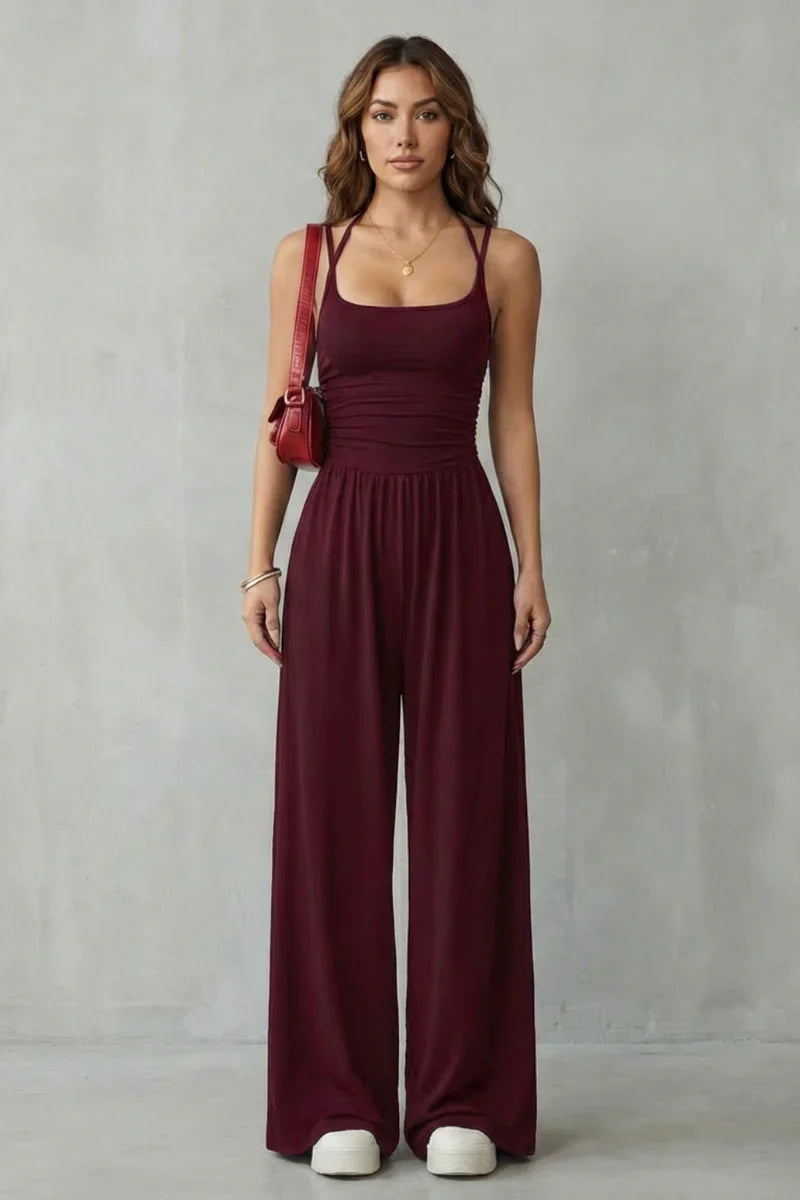 Molène — Jumpsuit mit gekreuztem Rücken und breiten Beinen