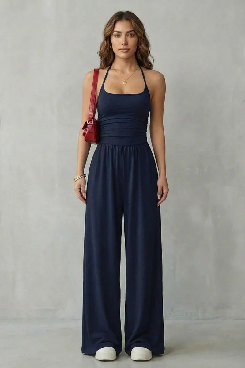 Molène — Jumpsuit mit gekreuztem Rücken und breiten Beinen