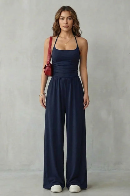Molène — Jumpsuit mit gekreuztem Rücken und breiten Beinen