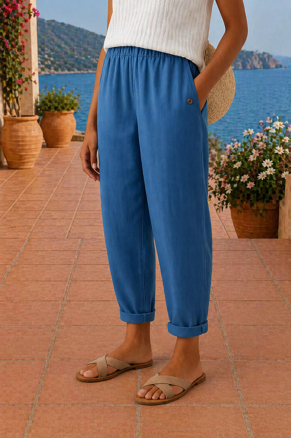 Maja — Luftige Leinen-Hosen mit weitem Bein