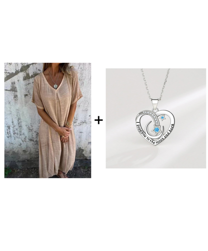 V-Ausschnitt - Bequemes Midi-Kleid