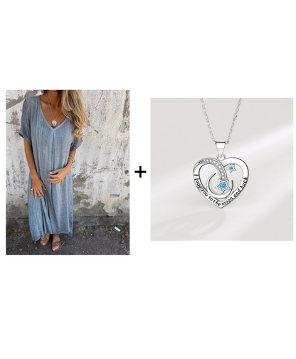 V-Ausschnitt - Bequemes Midi-Kleid