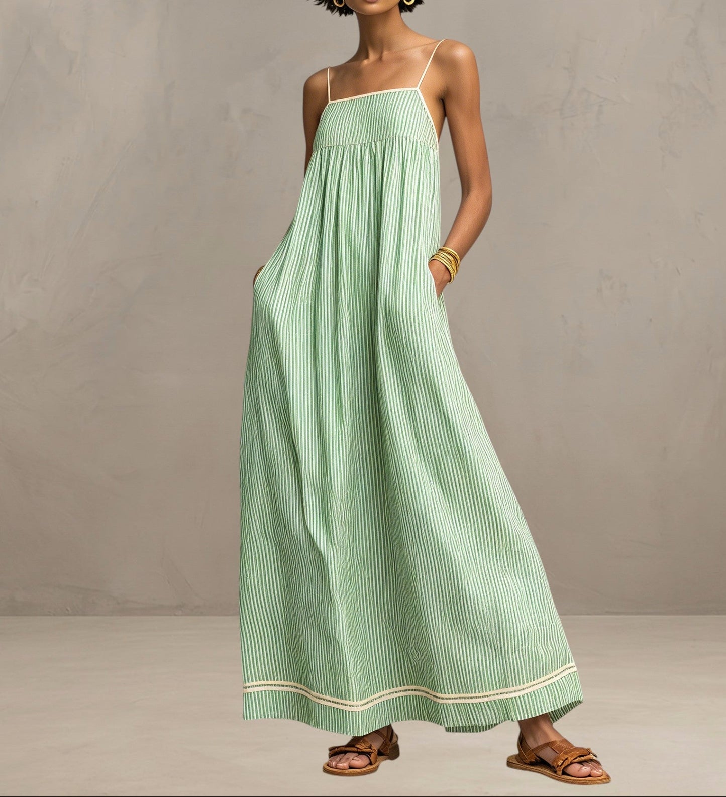 Pamela — Fließendes Atmungsaktives Maxikleid