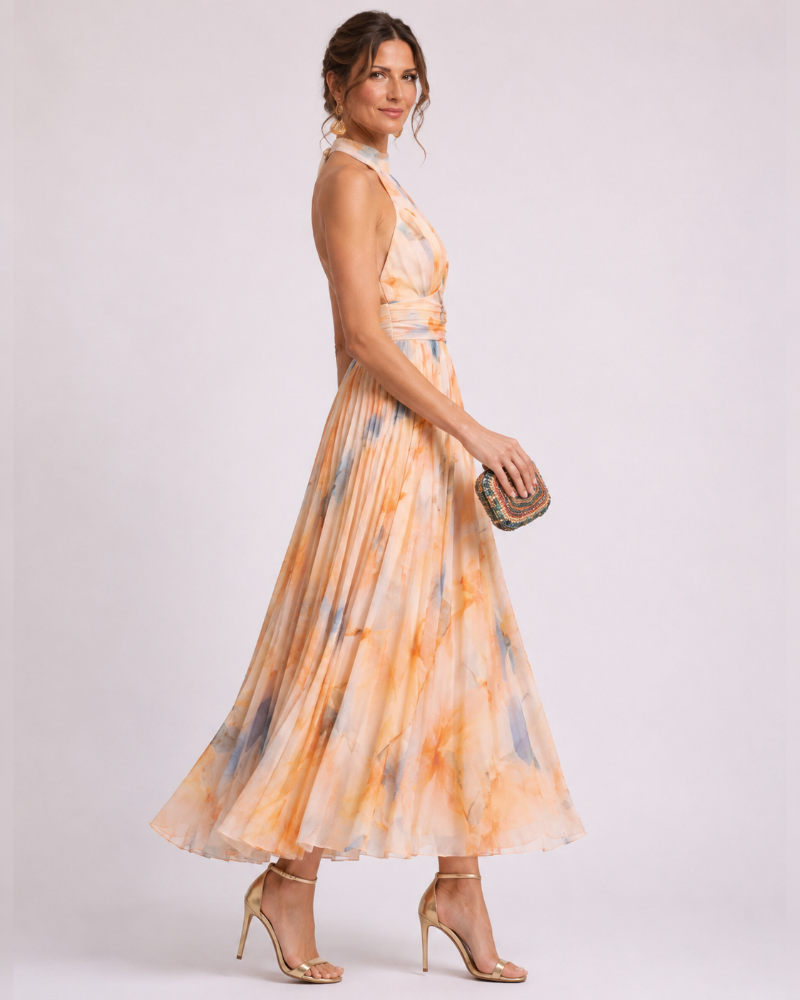 Savenora — Halter-Neck Malerischer Print Maxi-Kleid