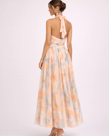 Savenora — Halter-Neck Malerischer Print Maxi-Kleid