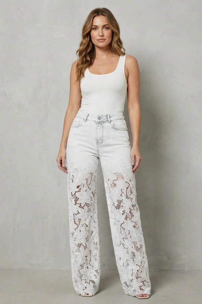 Dentelle — Spitzen-Patchwork-Stretch-Jeans