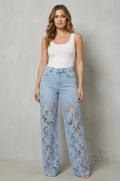 Dentelle — Spitzen-Patchwork-Stretch-Jeans