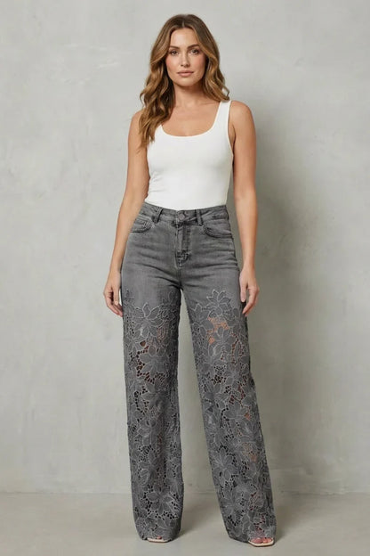Dentelle — Spitzen-Patchwork-Stretch-Jeans