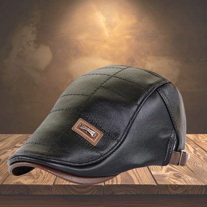 Maison — Leder Newsboy Flachkappe