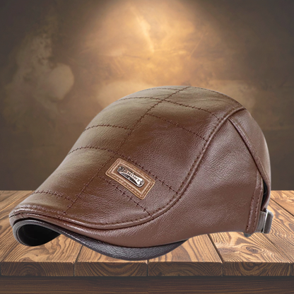 Maison — Leder Newsboy Flachkappe