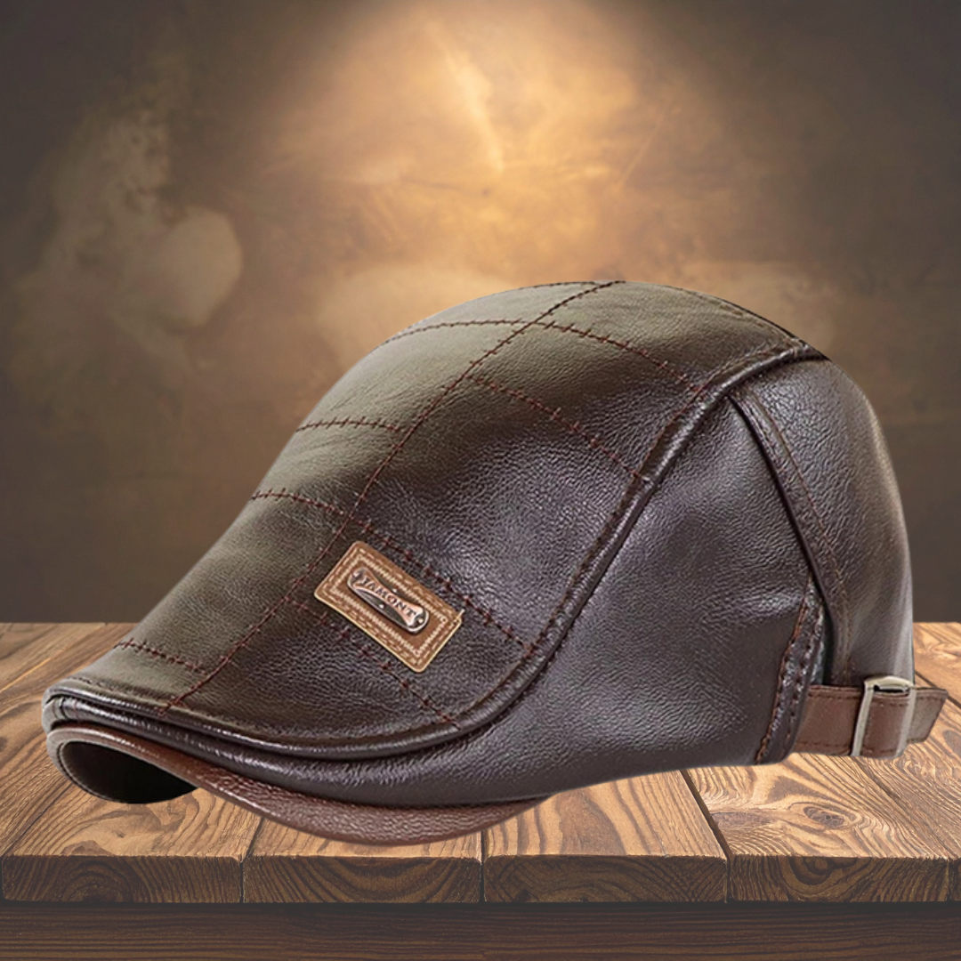 Maison — Leder Newsboy Flachkappe