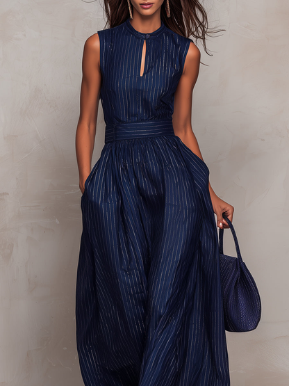 Marevé — Satin Streifen Keyhole Weitbeiniger Jumpsuit