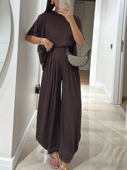 Solvane — Lässig geschnittenes Top & Weite-Hosen-Set