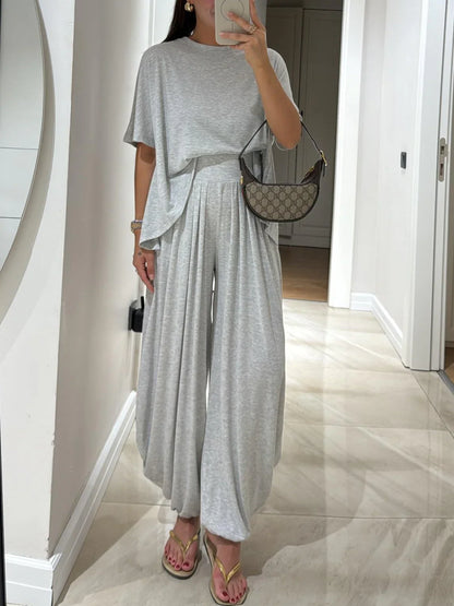Solvane — Lässig geschnittenes Top & Weite-Hosen-Set