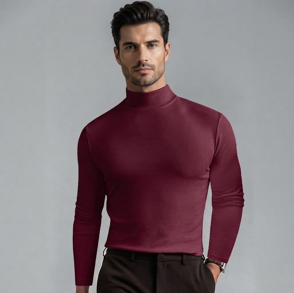 Marden — Hochkragen Slim-Fit Langarm-T-Shirt