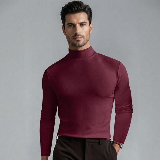 Marden — Hochkragen Slim-Fit Langarm-T-Shirt