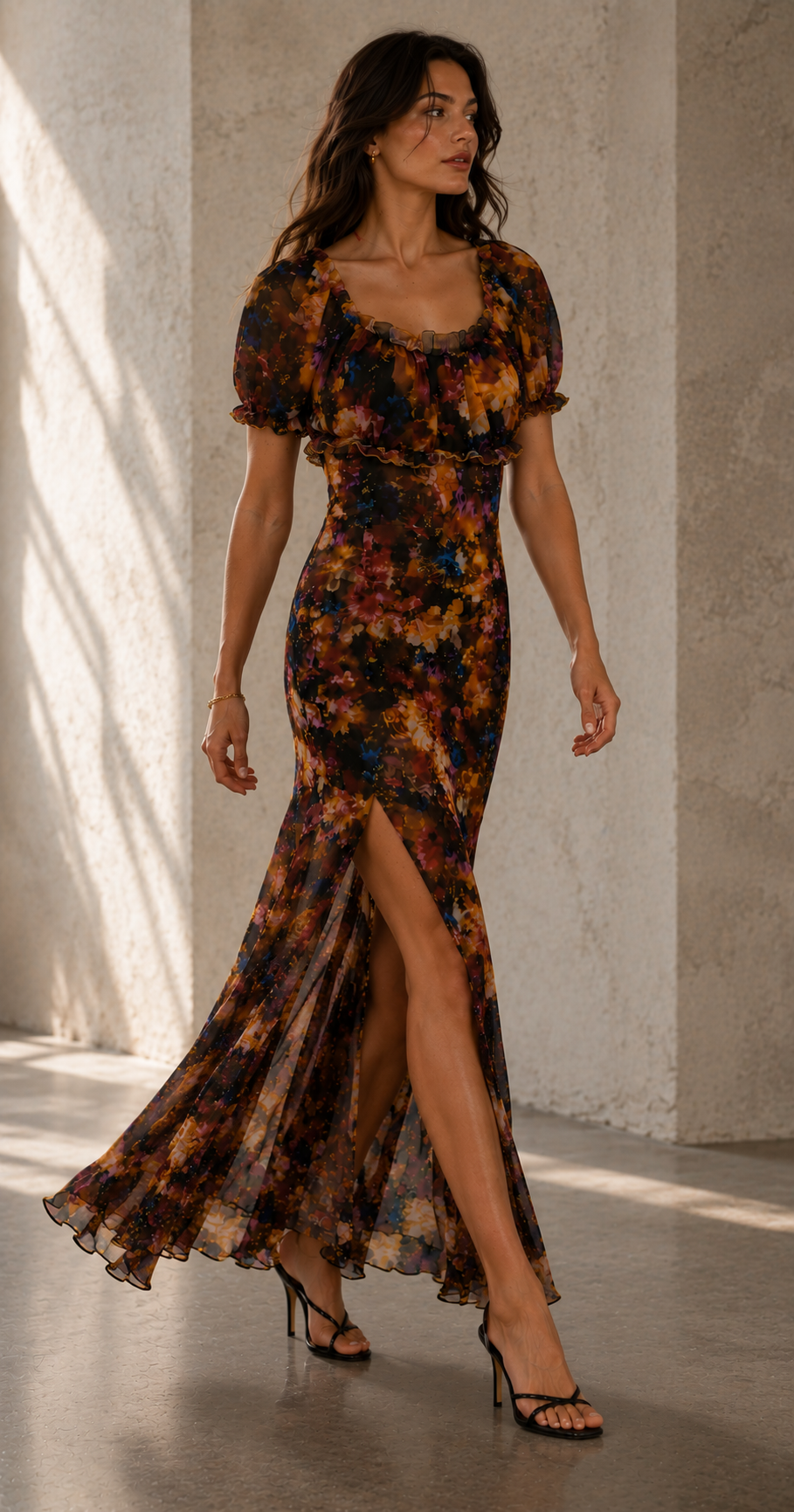 Venedig — Drapiertes Seidenstrick-Abendkleid