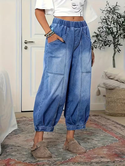 Denara — Elastischer Bund, lockere Passform, cropped Jeans