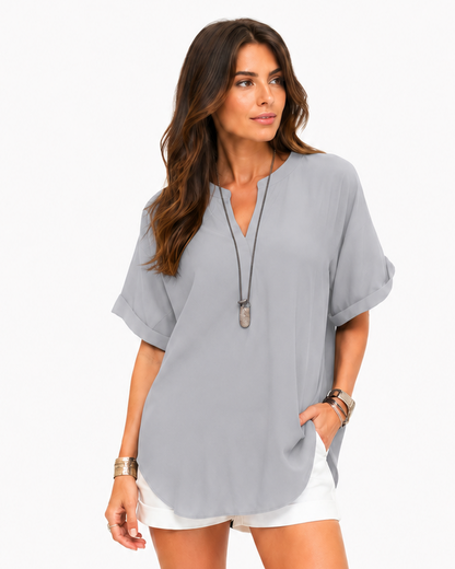 Shania — Lockere Bluse in Unifarbe, Casual-Stil