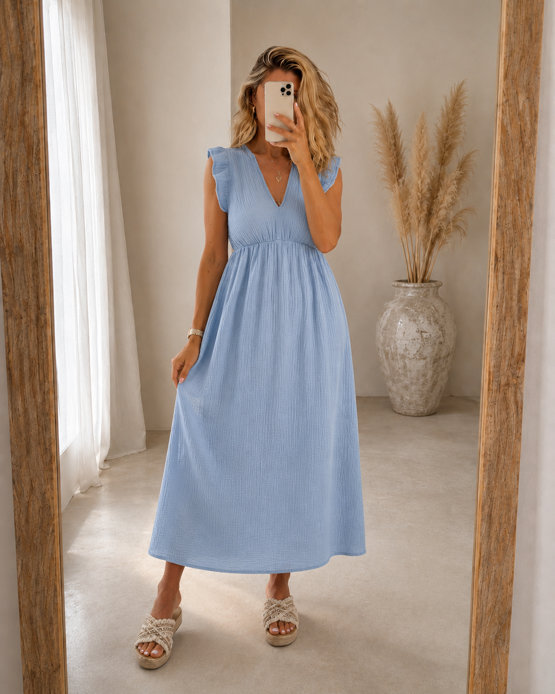 Abigail — Maxikleid mit Rüschenschulter