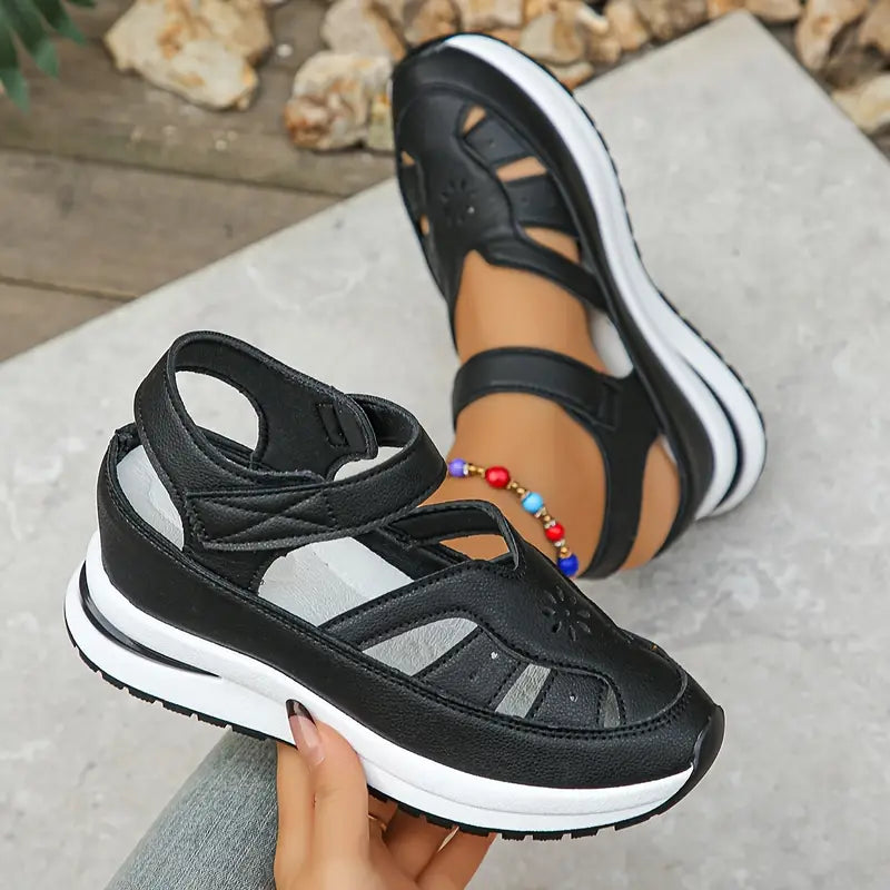Delisara — Leder-Sandalen mit Hohlabsatz