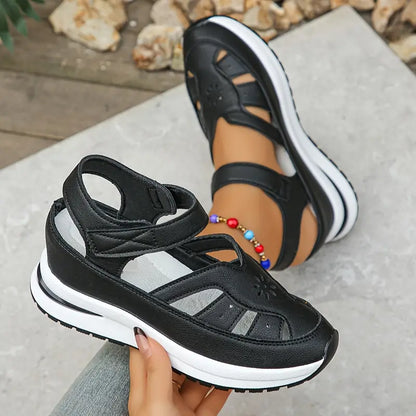 Delisara — Leder-Sandalen mit Hohlabsatz