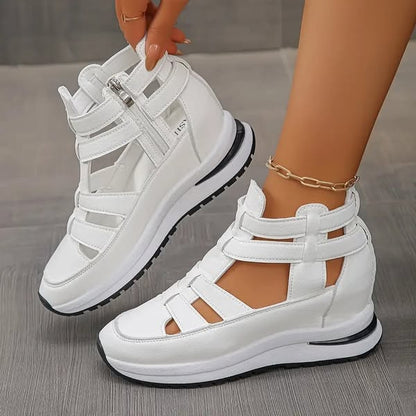 Bequeme, leichte Keilsandalen mit seitlichem Reißverschluss