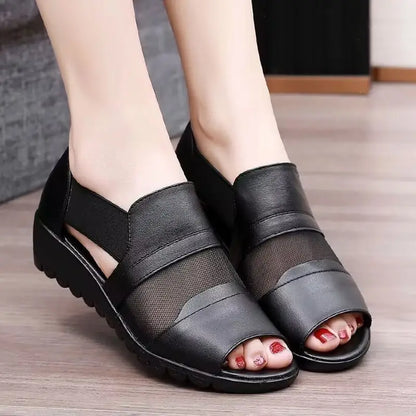 Adélise — Weiche Leder-Plateausandalen