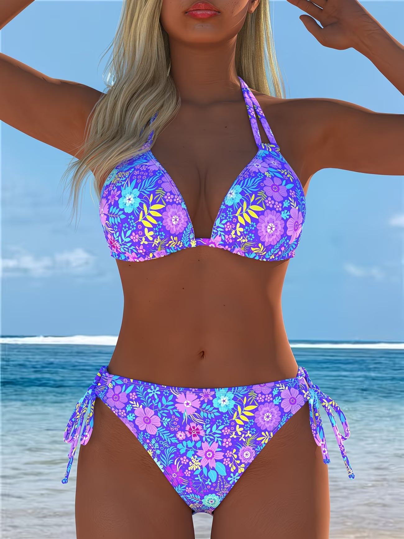 Solène – Bedrucktes Neckholder-Bikini-Set