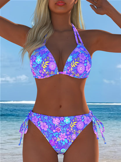 Solène – Bedrucktes Neckholder-Bikini-Set