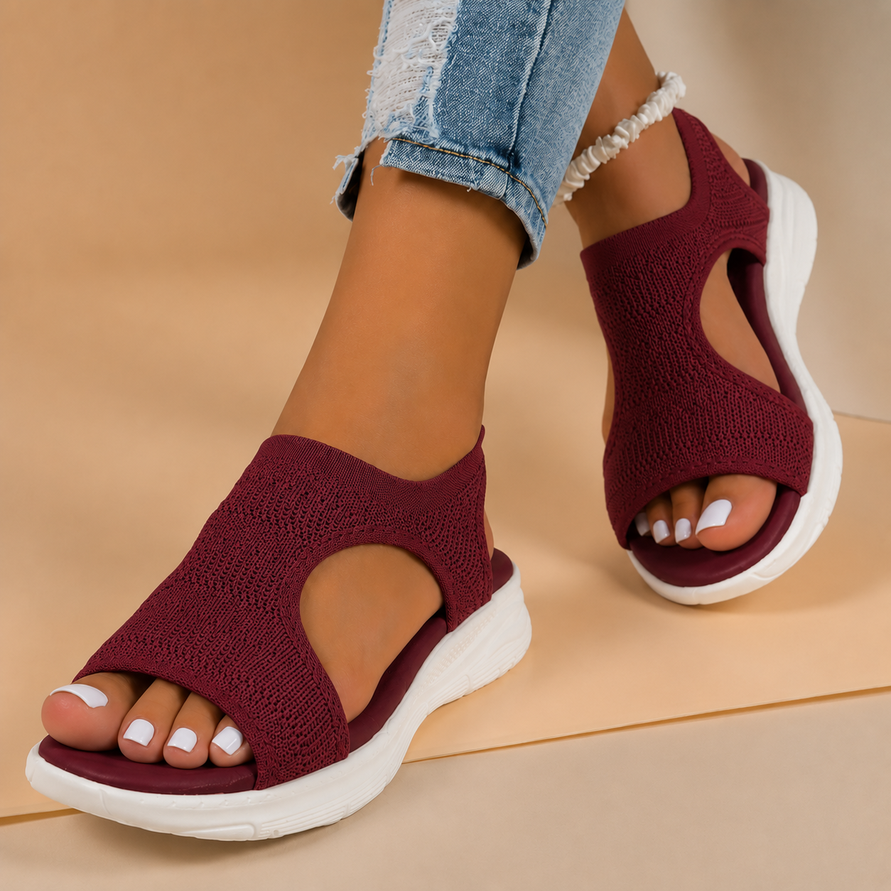 Isöle — Atmungsaktive Flache Komfortsandalen mit Offenen Zehen