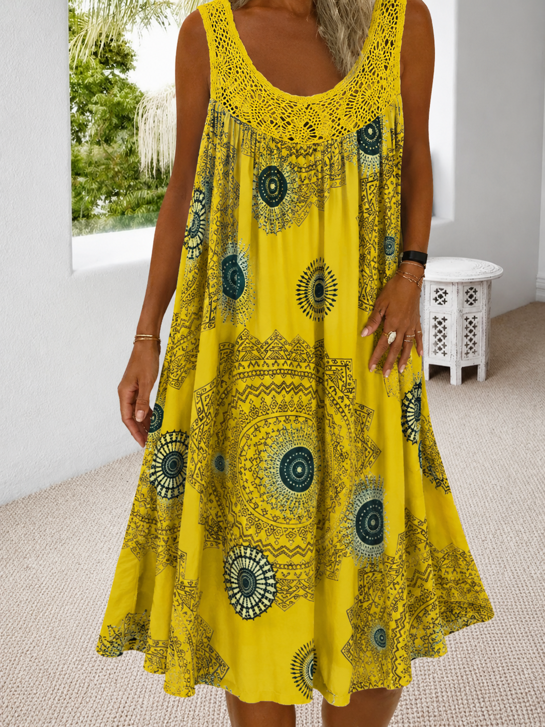 Isolde — Bedrucktes Ärmelloses Sommerkleid