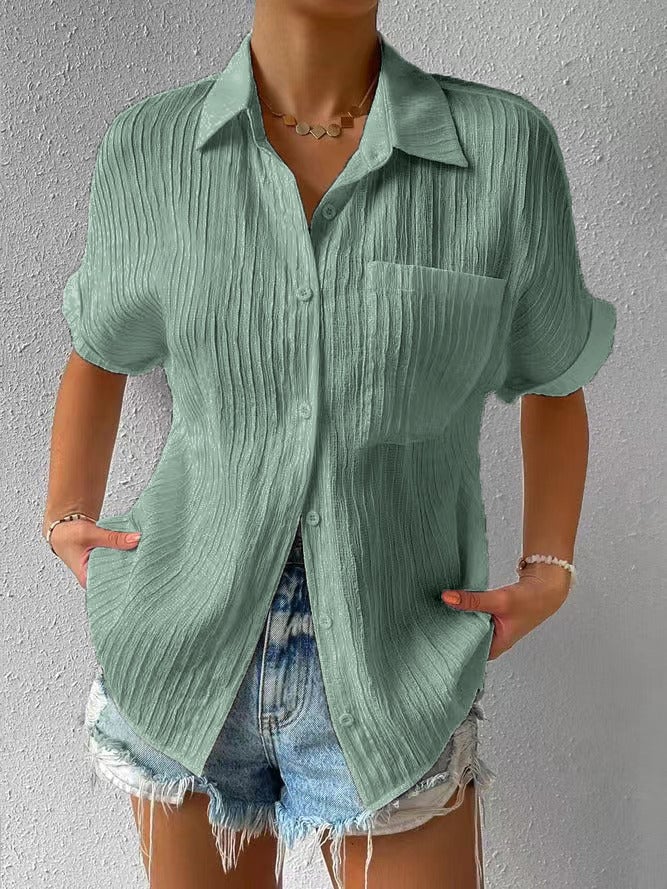 Céline — Bluse mit Hemdkragen und Knopfleiste in lockerer Passform