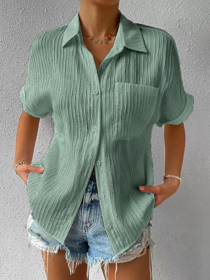 Céline — Bluse mit Hemdkragen und Knopfleiste in lockerer Passform