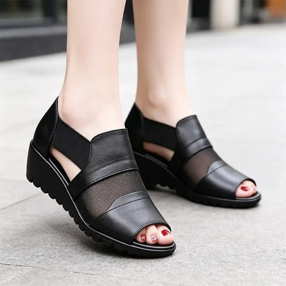 Adélise — Weiche Leder-Plateausandalen