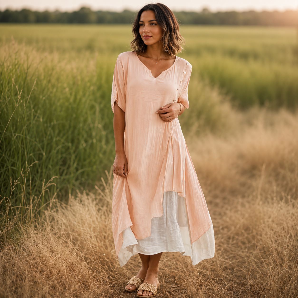 Aveline — V-Ausschnitt Maxikleid