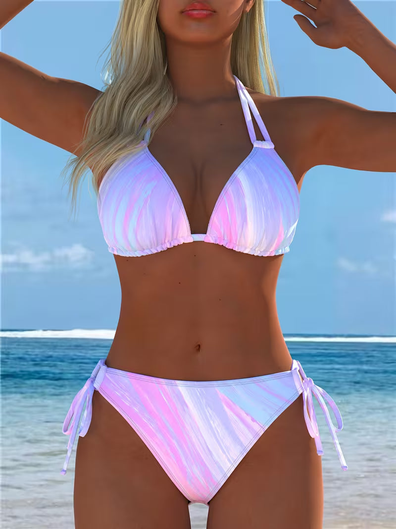 Solène – Bedrucktes Neckholder-Bikini-Set