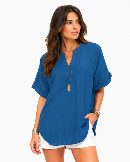 Shania — Lockere Bluse in Unifarbe, Casual-Stil