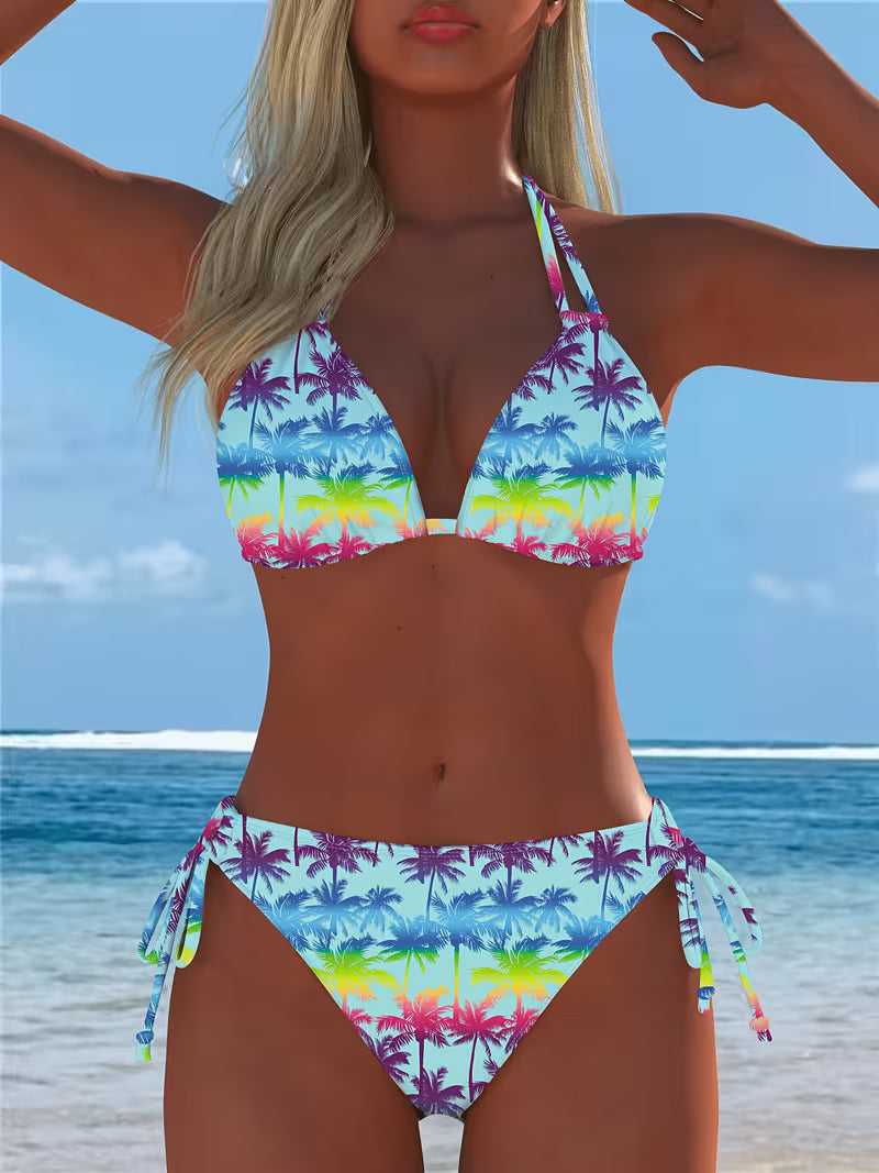 Solène – Bedrucktes Neckholder-Bikini-Set