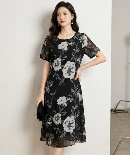 Florè — Chiffon Transparente Overlay Midi Kleid