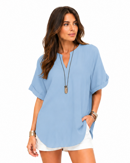 Shania — Lockere Bluse in Unifarbe, Casual-Stil