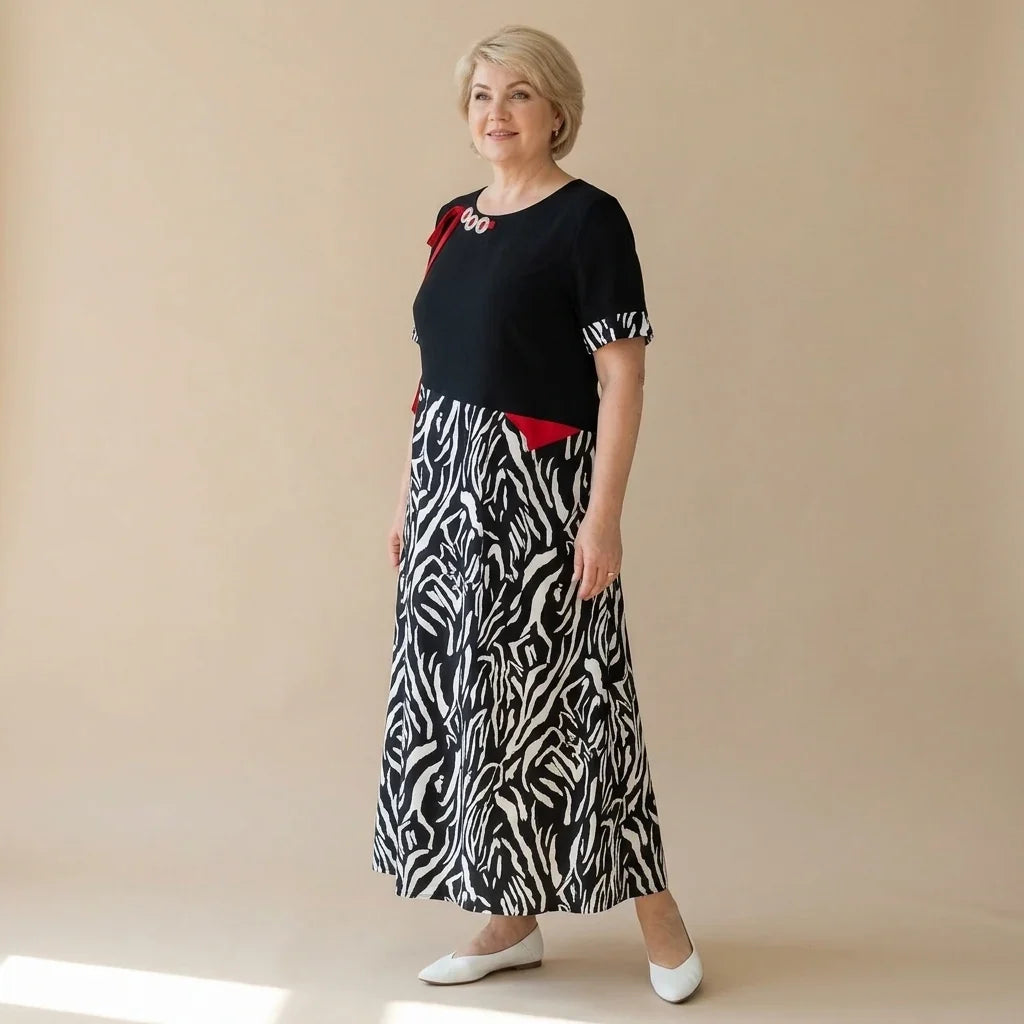 Vérane — Chic Zebra-Patchwork-Kleid