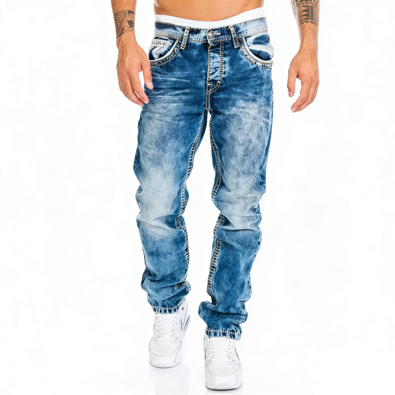 Kordell — Vintage-Waschung Straight-Leg Hip-Hop Jeans