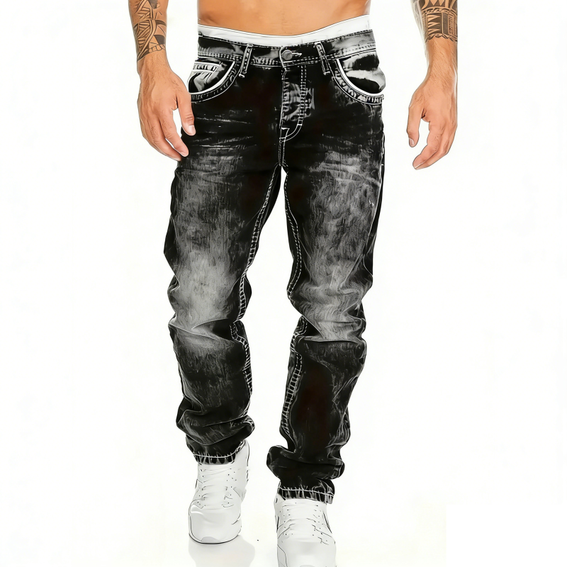 Kordell — Vintage-Waschung Straight-Leg Hip-Hop Jeans