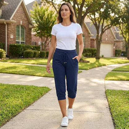 Luvène — Capri Jogger mit Kordelzug und Taschen