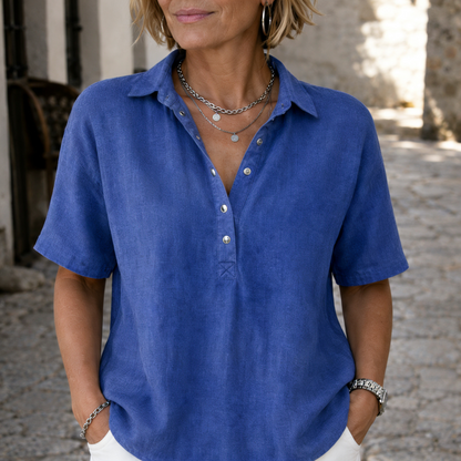 Vera — Bluse im Leinen-Stil mit Kragen