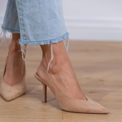Marlena — Nude Niedrigabsatz Spitz Slingback Pumps
