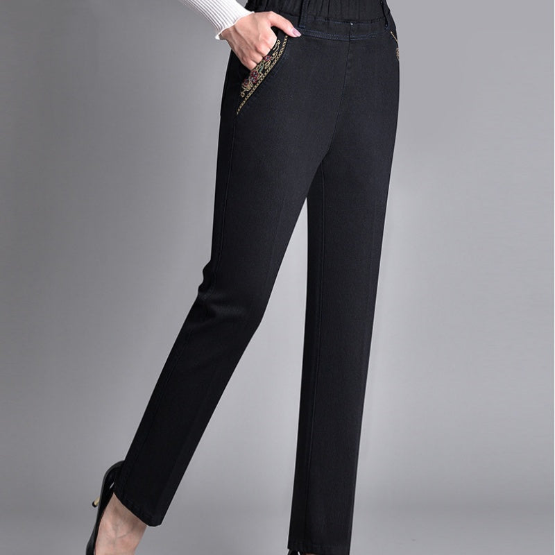 Dena — Damen Jeans mit weitem Bein und elastischem Bund