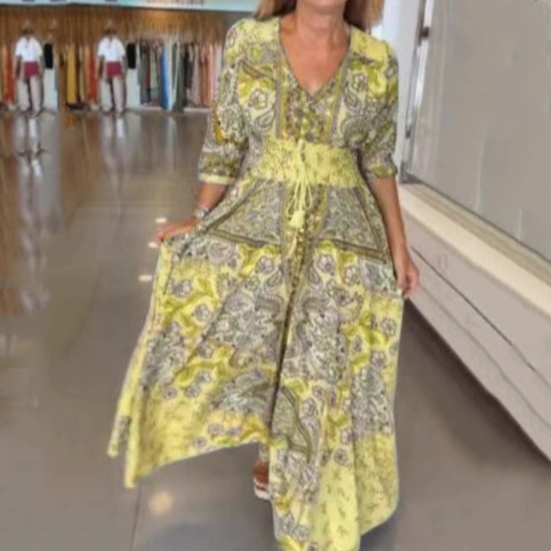 Florèze — Florales Maxikleid mit Kordelzug