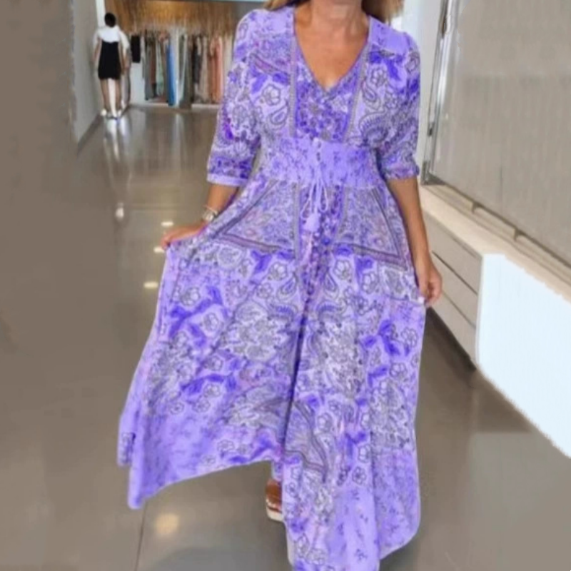 Florèze — Florales Maxikleid mit Kordelzug